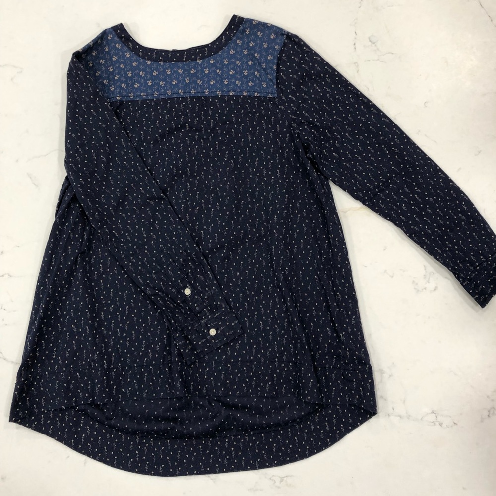 Madewell Contrasting Collar High Low Blouse